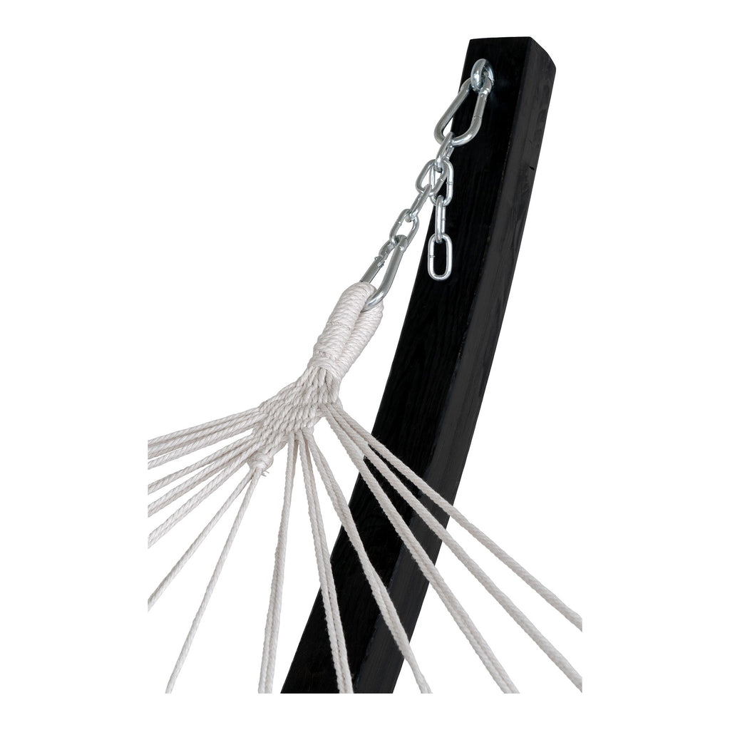 Tripoli Hammock  - Hammock on wooden stand, larch, polyester/cotton, black/grey/white